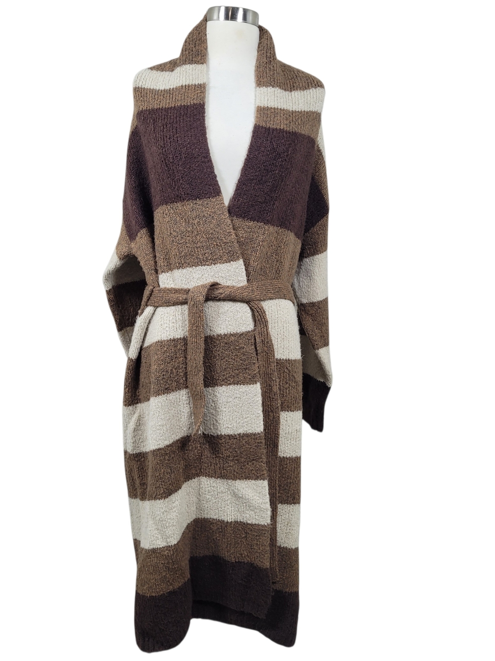 Skies Are Blue Striped Long Sleeve Duster Tie Waist Sweater Size Small